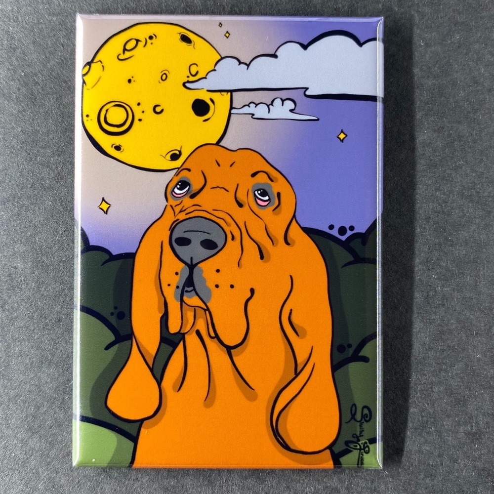 Bloodhound Dog Full Moon Magnet - 2x3"